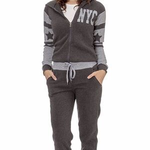 WOMENS NYC ONE PIECE HOODIE  FLEECE JUMPERSUITS